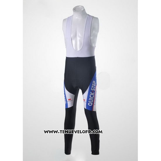 2011 Maillot Ciclismo Quick Step Floor Blanc et Azur Manches Longues et Cuissard